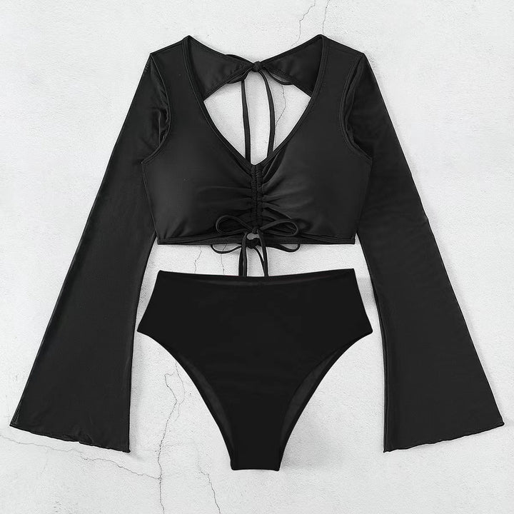 Damen Hochgeschnittener Bikini mit transparenter Blusenoberteil Drune