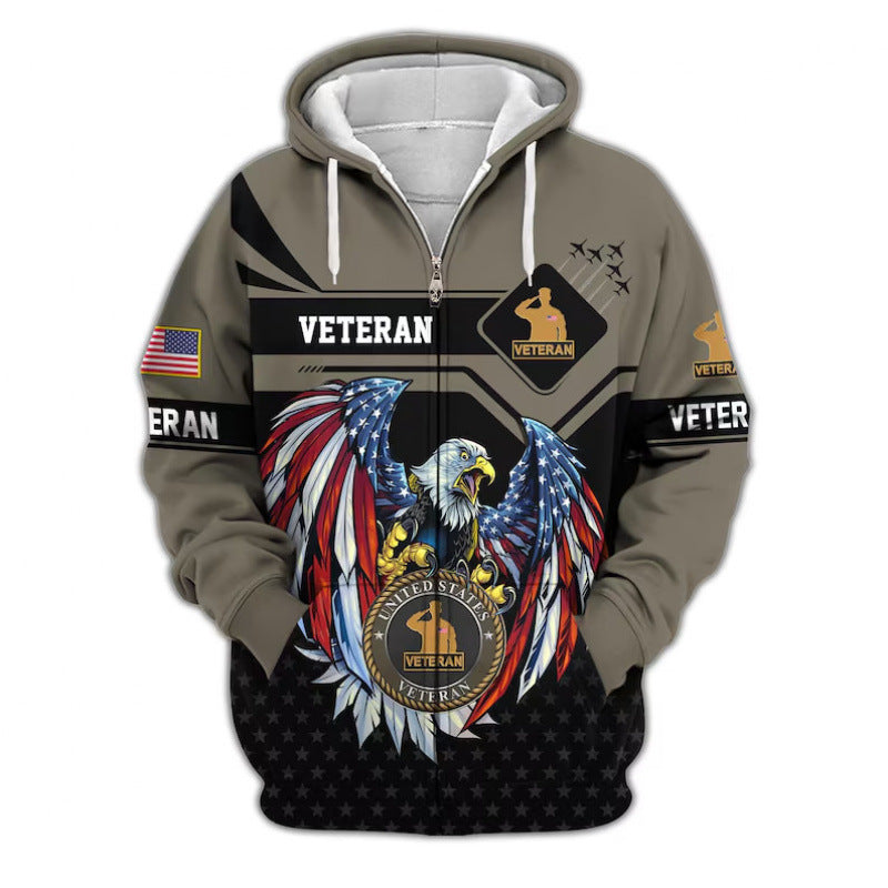 Herren Kapuzensweater mit amerikanischem Veteranenmotiv Drune