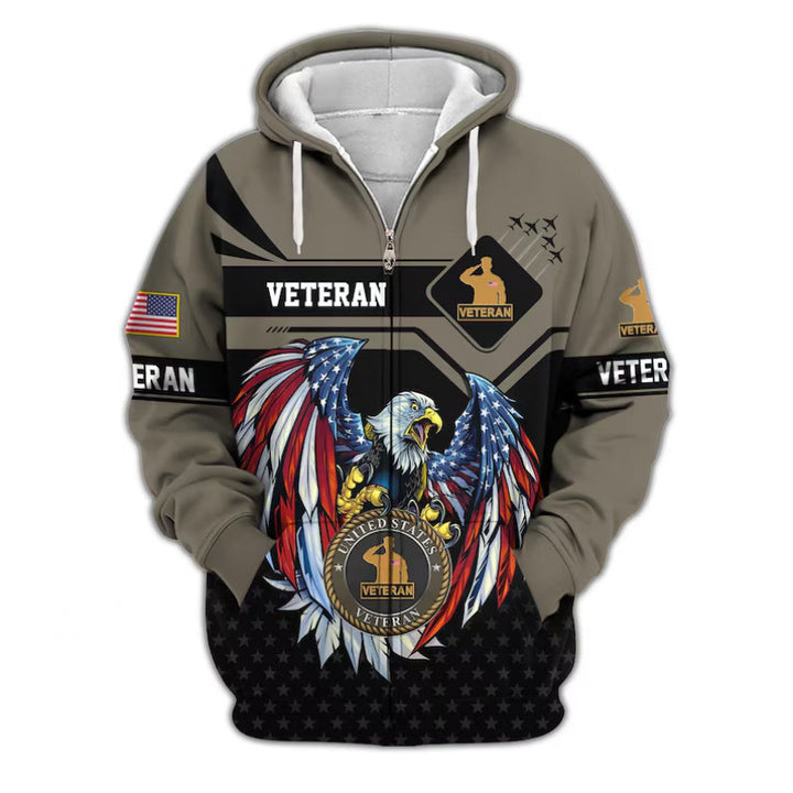 Herren Kapuzensweater mit amerikanischem Veteranenmotiv Drune