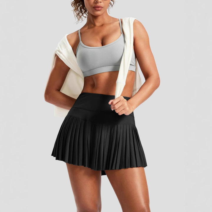 Damen Sportlicher Plisseerock mit integrierten Shorts Drune