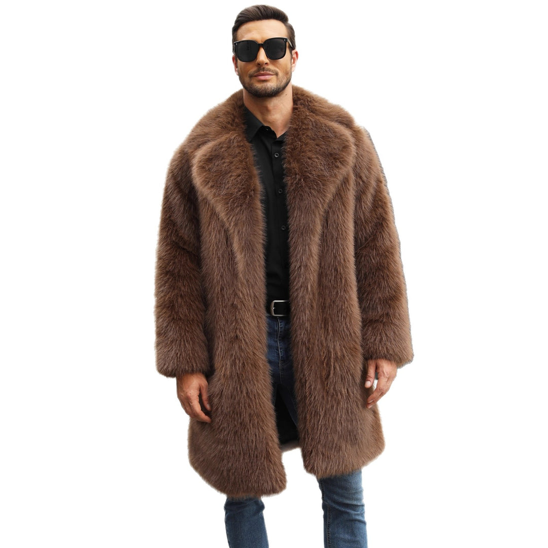 Herren Luxuriöse Kunstpelzjacke mit voluminösem Kragen Drune