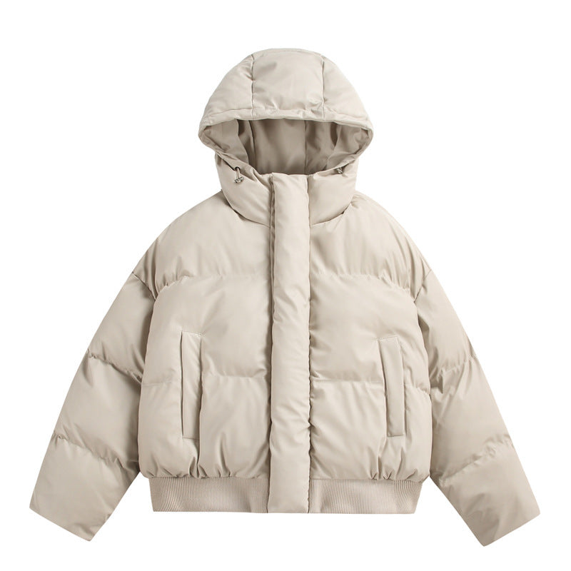 Damen Gekürzte Isolierende Pufferjacke im Boxy‑Cut mit Volumen‑Kapuze, Stehkragen und Rippbund Drune
