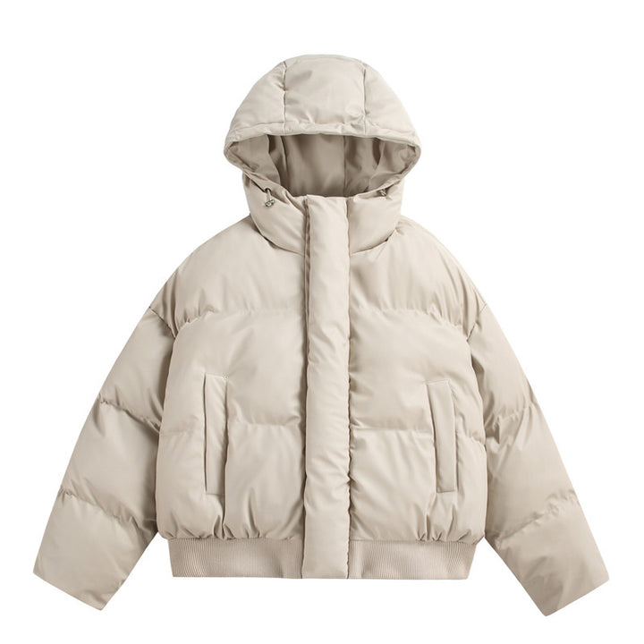 Damen Gekürzte Isolierende Pufferjacke im Boxy‑Cut mit Volumen‑Kapuze, Stehkragen und Rippbund Drune