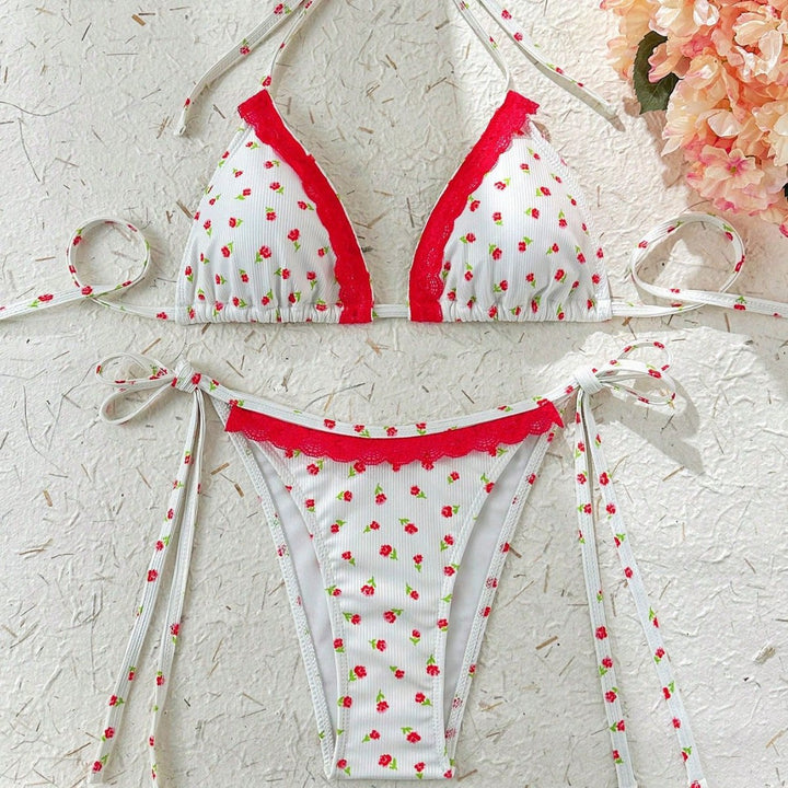 Damen Triangel-Bikini mit verspieltem Erdbeer-Muster Drune