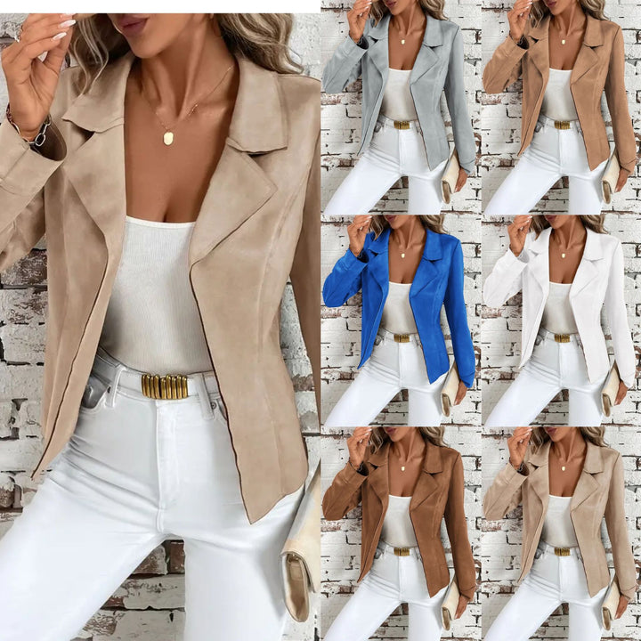 Damen elegante Wildlederjacke mit modernem Schnitt Drune