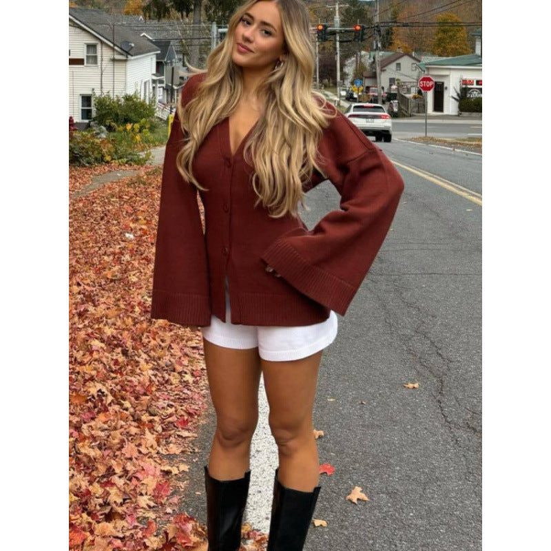 Damen Oversized Strickcardigan mit langen Ärmeln Drune