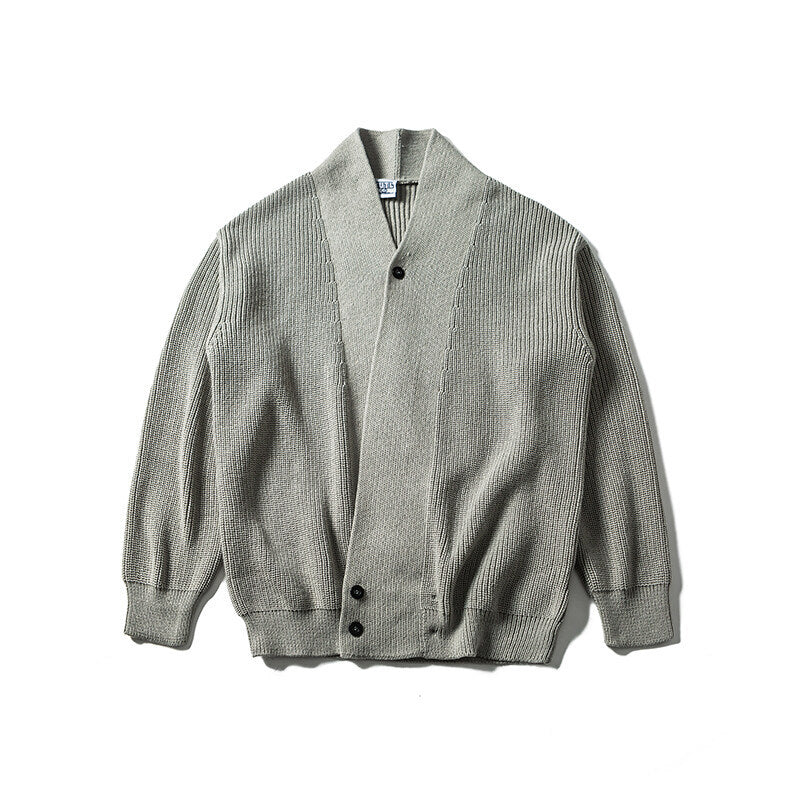 Herren Strickcardigan mit Schalkragen und asymmetrischer Knopfleiste Drune
