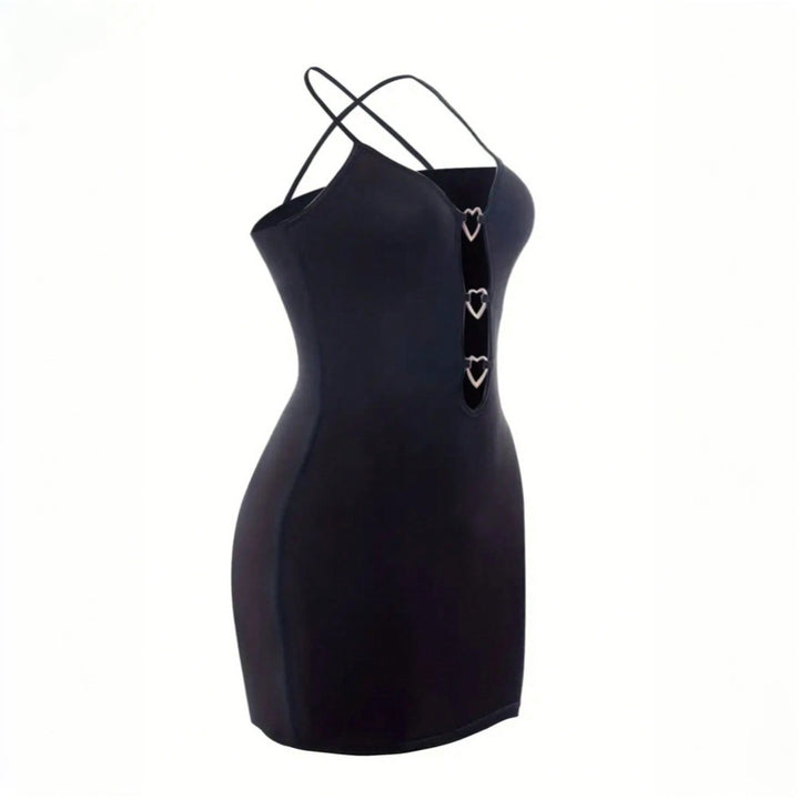 Damen verspieltes Minikleid mit herzförmigen Ausschnitten und feinen Trägern Drune