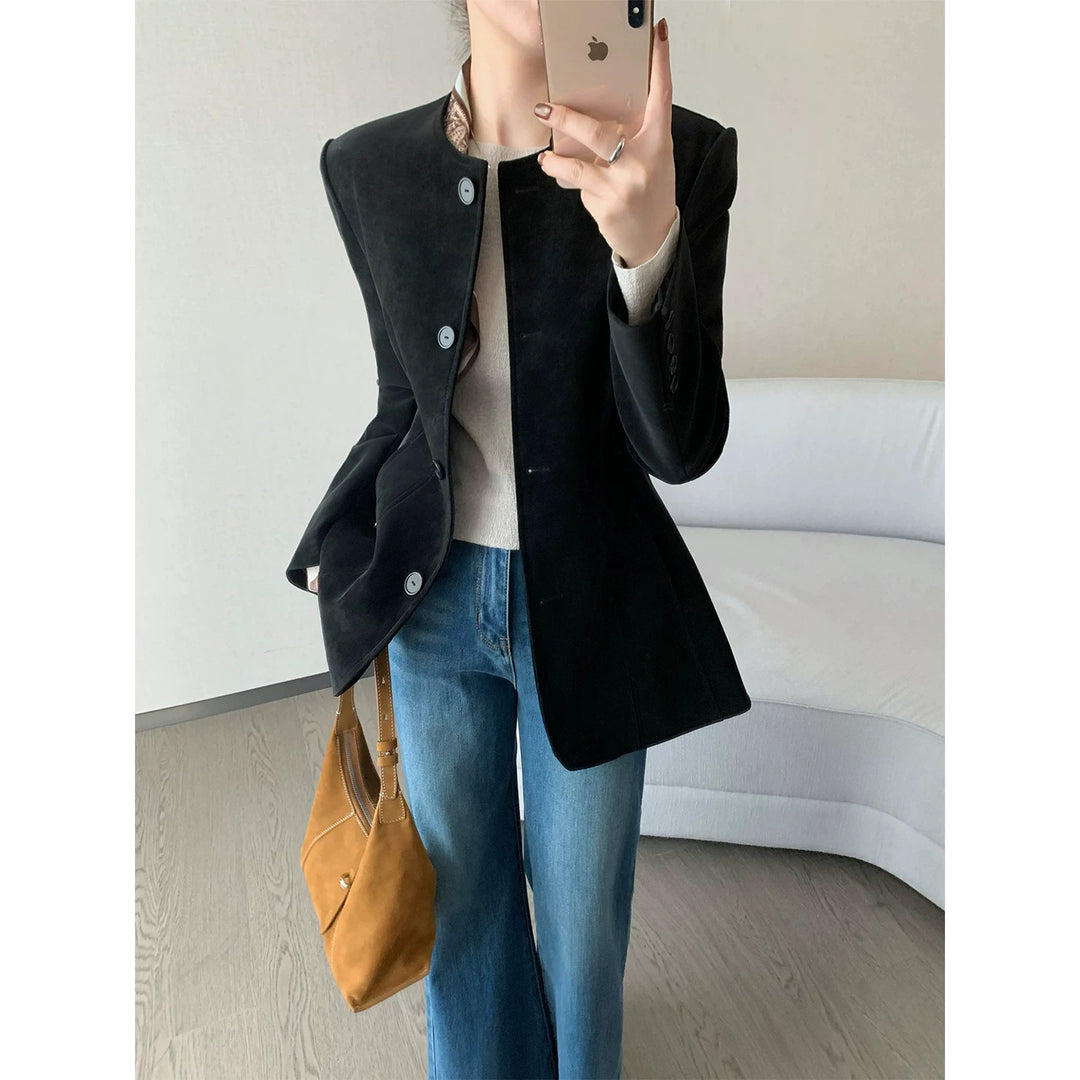 Damen Modischer Blazer mit strukturiertem Design Drune