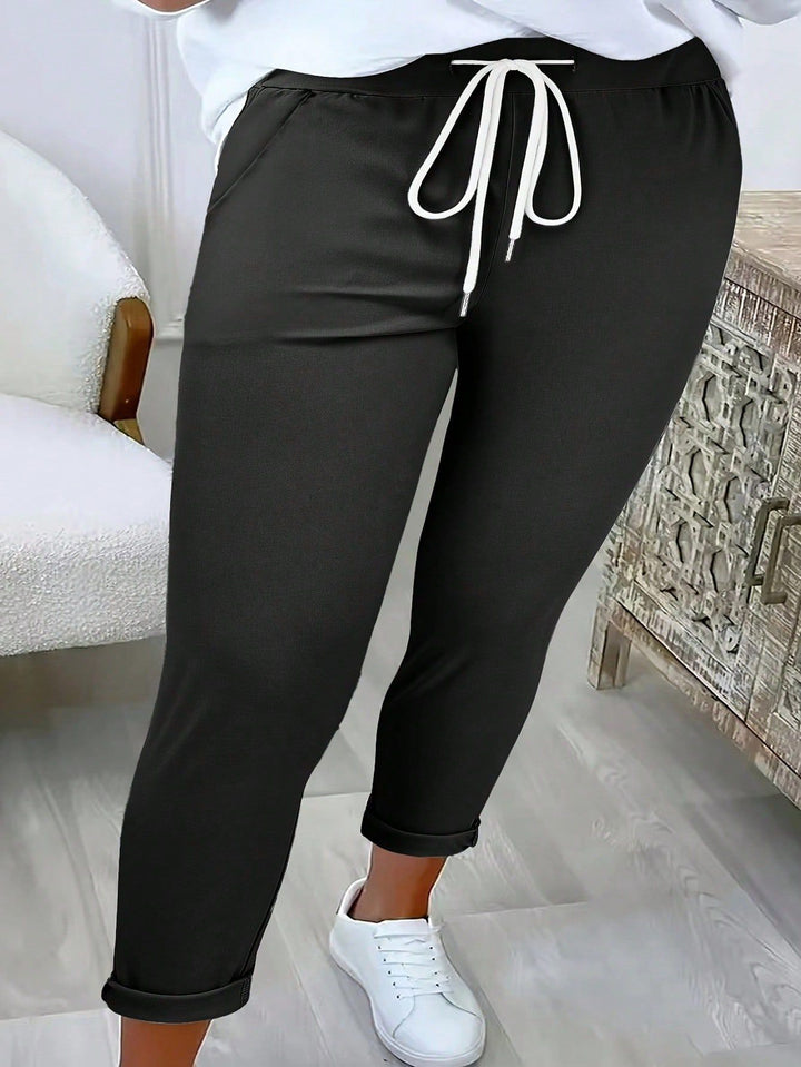 Damen Schmale Jogginghose mit hohem Komfortbund, Kordelzug und schmalem Knöchelabschluss Drune