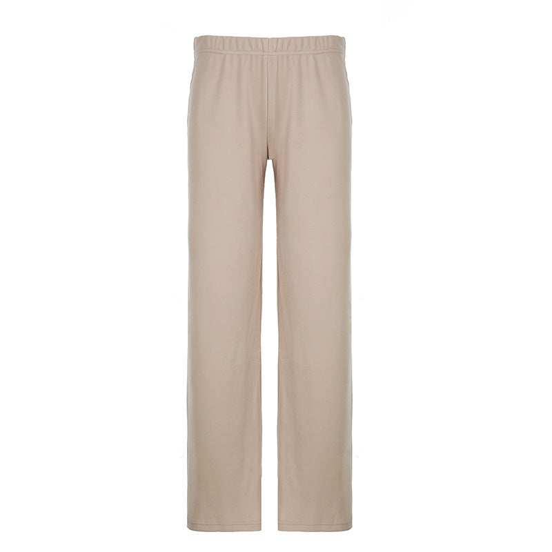 Damen nan legerer Palazzo-Loungehose mit Umschlagbund und weichem Baumwollstretch Drune
