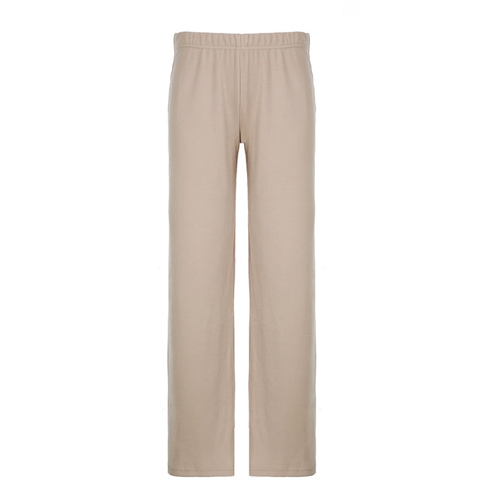 Damen nan legerer Palazzo-Loungehose mit Umschlagbund und weichem Baumwollstretch Drune
