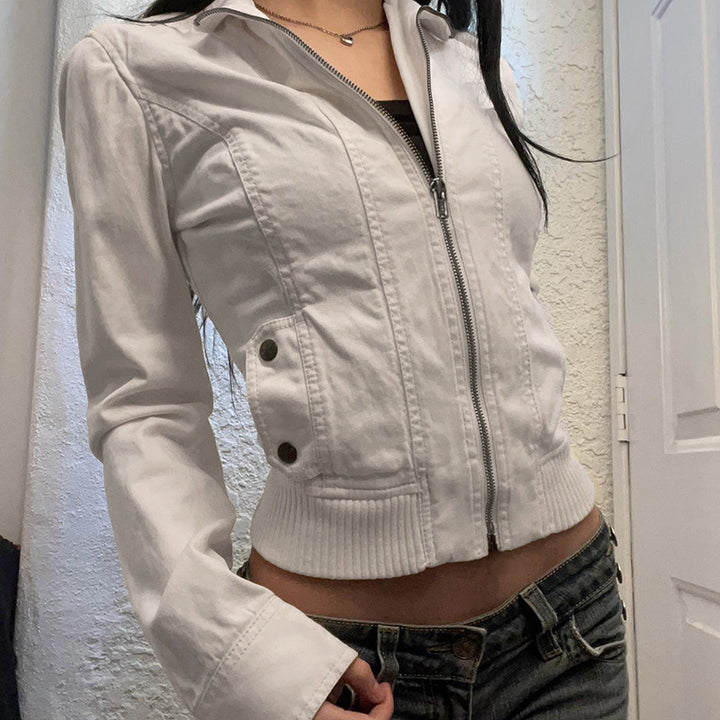 Damen Kurzjacke im Blouson‑Stil mit Stehkragen und Reißverschluss Drune