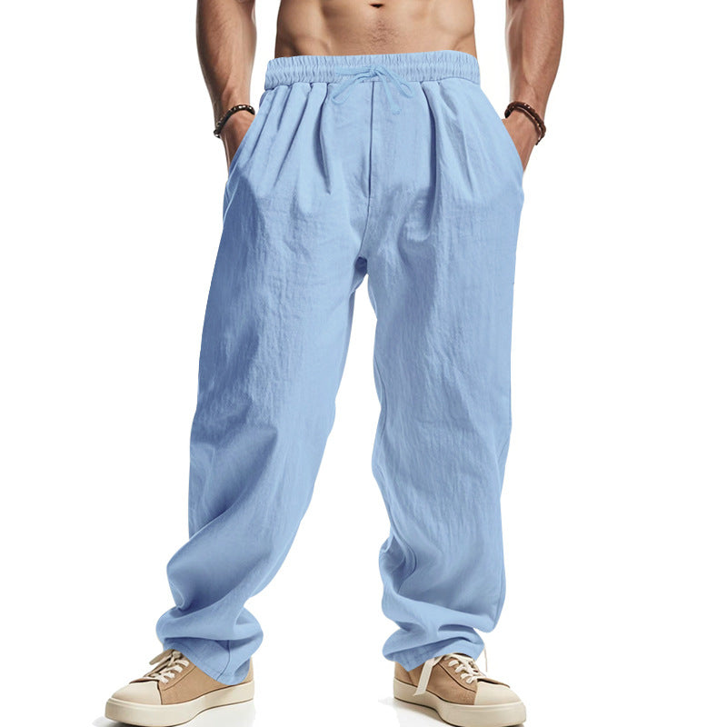 Herren nan weite Freizeithose mit elastischem Bund, Kordelzug und tiefen Einschubtaschen Drune