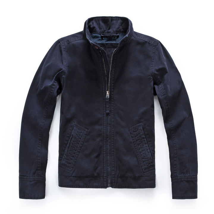 Herren leichte Baumwoll-Twill Feldjacke mit Stehkragen und Reißverschluss Drune