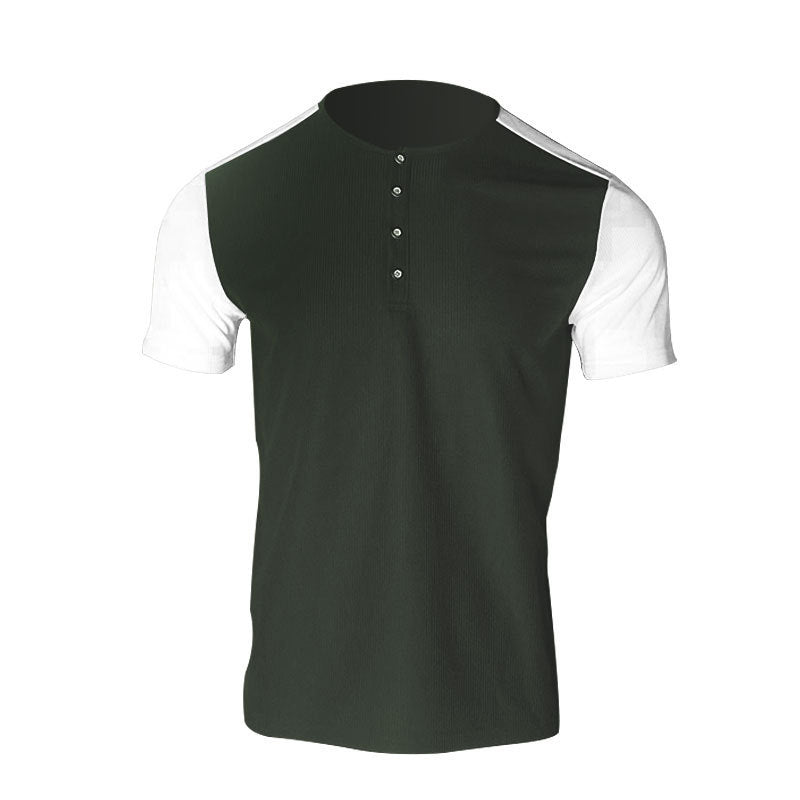 Herren nan kurzärmeliges Henleyshirt mit mittellanger Knopfleiste und Raglanärmeln Drune