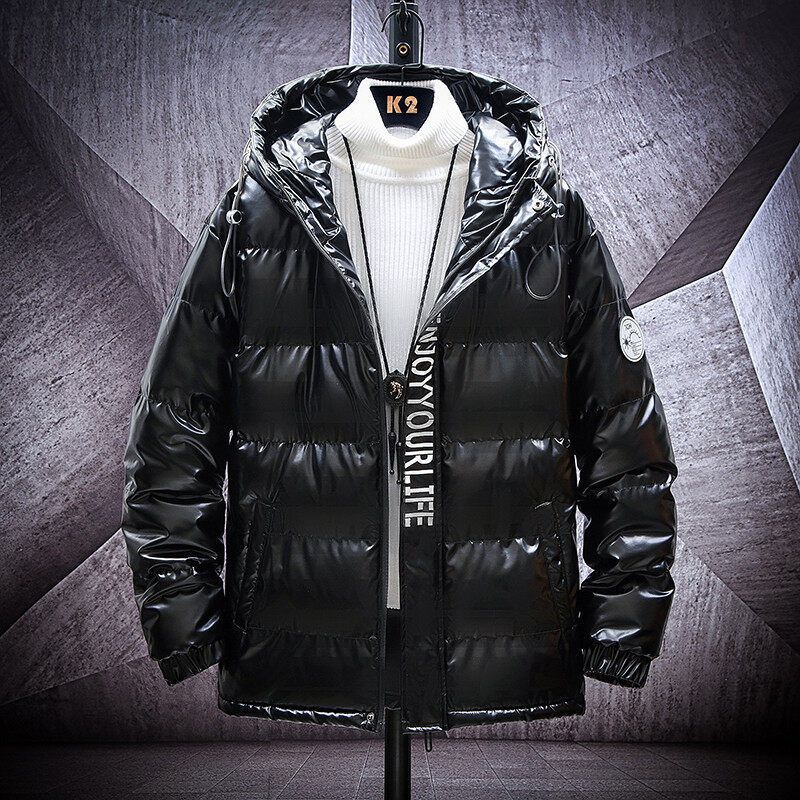 Herren glanzende steppjacke mit Kapuze und thermoisolierter Füllung Drune