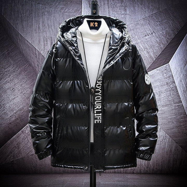 Herren glanzende steppjacke mit Kapuze und thermoisolierter Füllung Drune