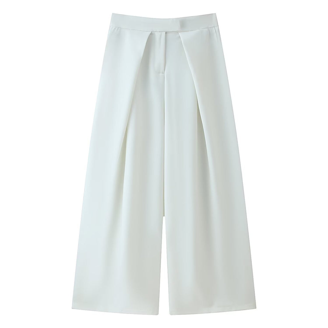 Damen Culotte-Hose mit weitem Bein, hoher Taille und ausgestellter Silhouette Drune