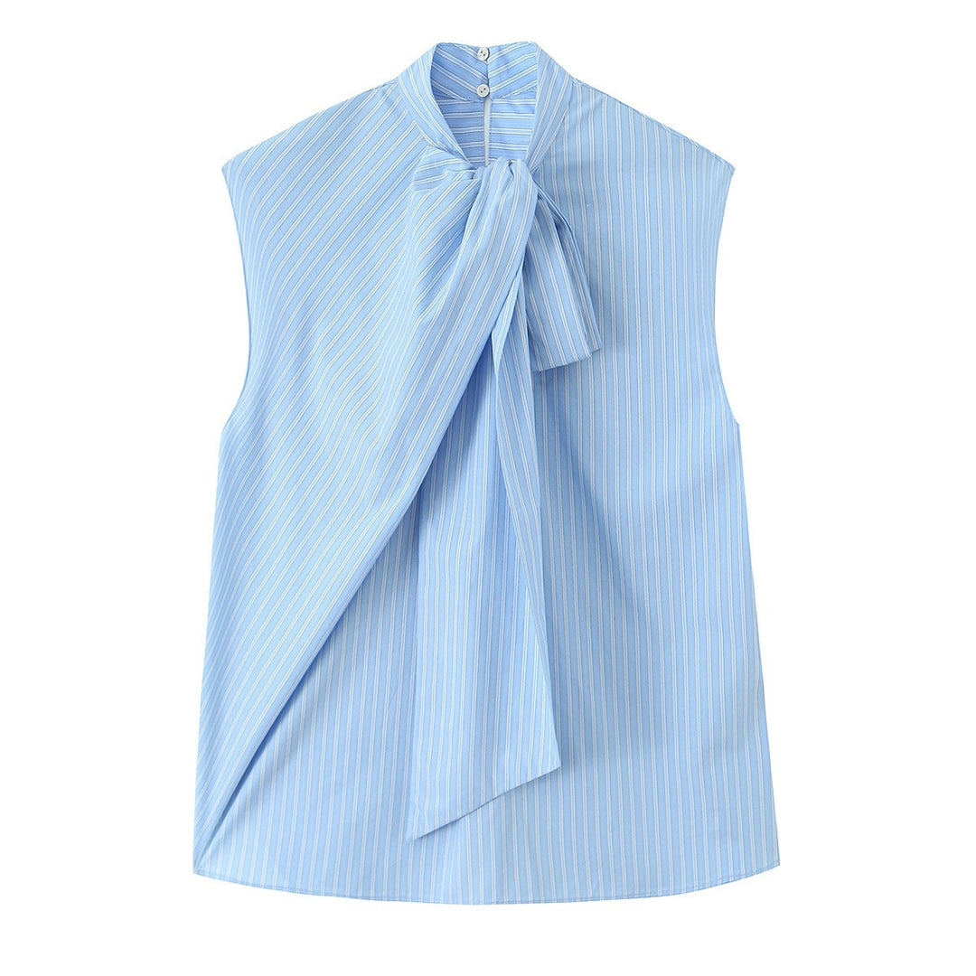 Damen Hemdblusenshirt mit dekorativer Schleife und eleganter Streifenoptik Drune
