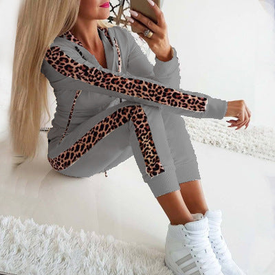Damen Sportanzug mit modischem Leopardenmuster Drune
