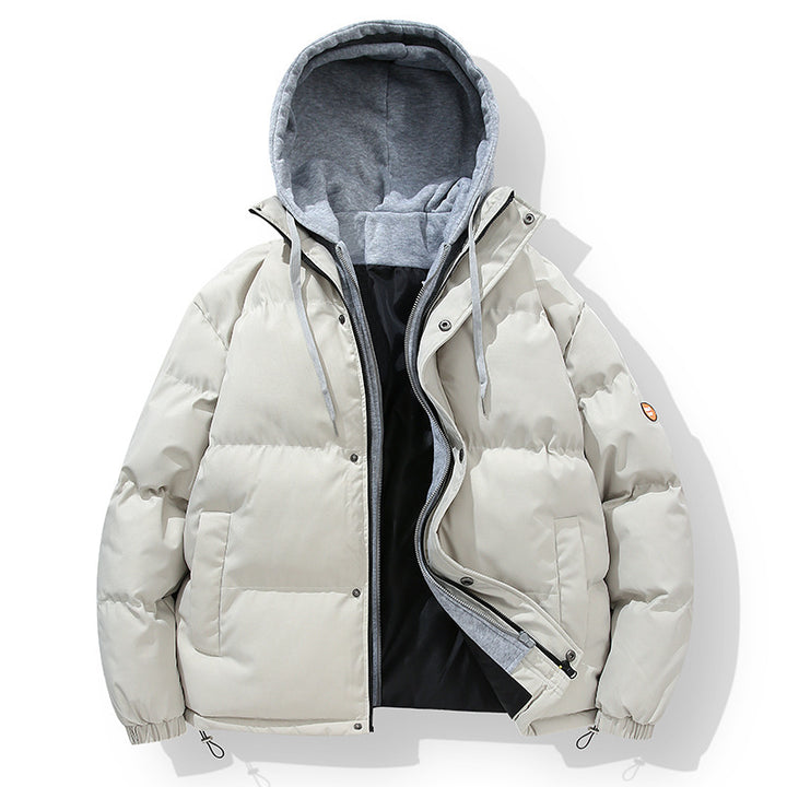 Herren wattierte Steppjacke mit integriertem Hoodie-Innenlayer und winddichter Außenlage Drune