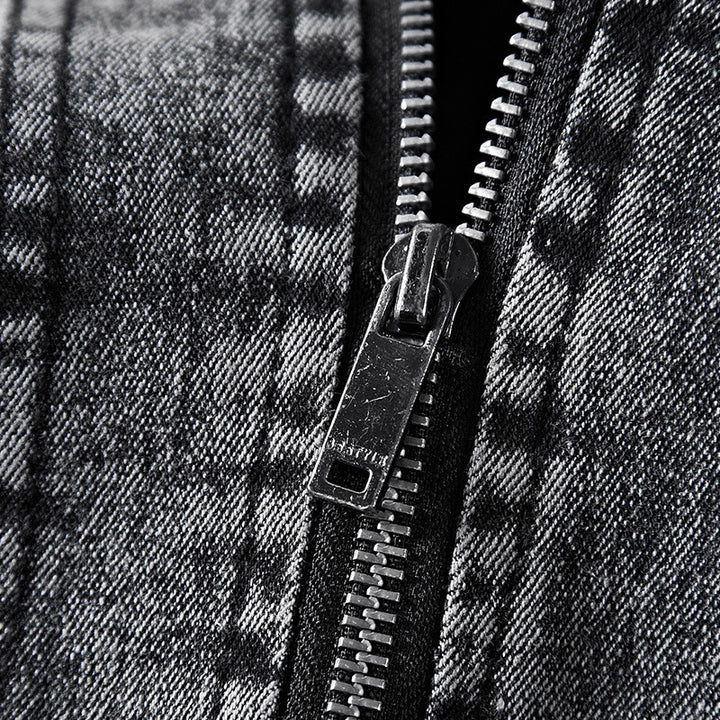 Herren Denim-Utility-Blouson mit hochschließendem Stehkragen und Zipper-Taschen Drune