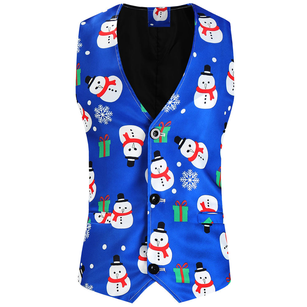 Herren Dreiteiliger Anzug mit festlichem Tannenbaum‑Print, tailliertes Sakko, Weste & Hose Drune