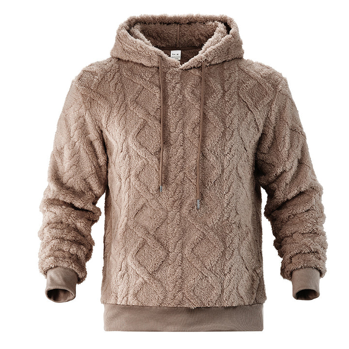 Herren Teddy-Fleece-Hoodie mit diamantstruktur, gefütterter Kapuze und weichen Rippbündchen Drune