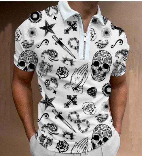 Herren Poloshirt mit maritimem Motiv und modernem Reißverschluss Drune