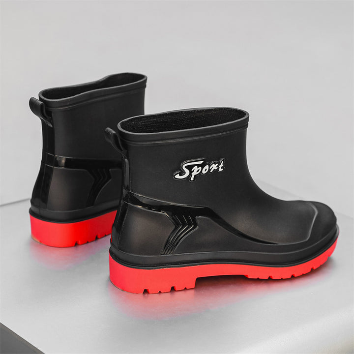 Herren Kurze wasserdichte Regenstiefelette mit Kordelverschluss und profiliertem Outdoor-Sohlendesign Drune