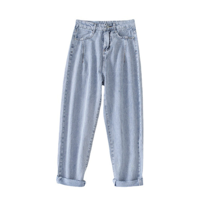 Damen Hochtaillierte Jeans im klassischen Mom-Style mit umgeschlagenen Säumen