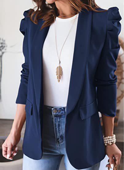 Damen eleganter Blazer mit Puffärmeln und modischem Schnitt Drune