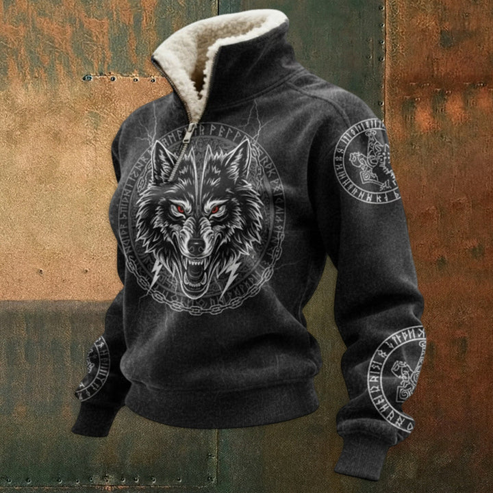 Herren Urbaner Fleece Pullover mit Baum-Motiv Drune