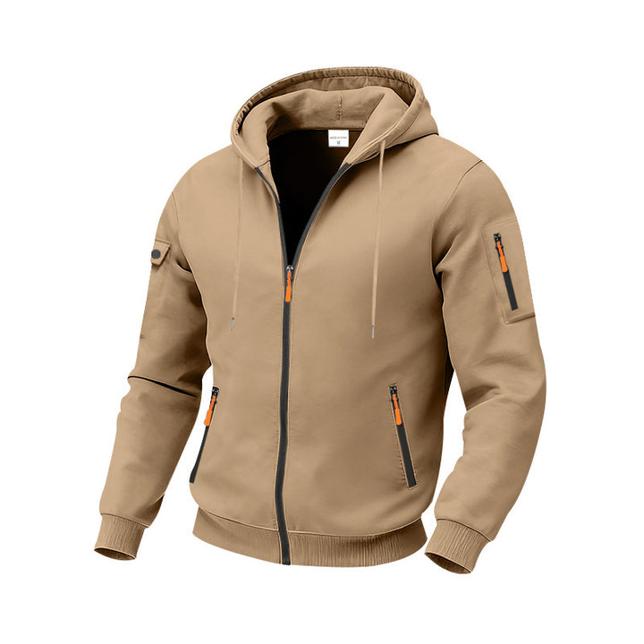 Herren nan technische Kapuzenjacke mit Reißverschluss, zipptaschen und Ärmeltasche Drune