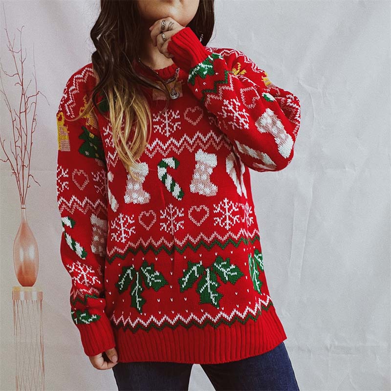 Drune | Weihnachtlicher Strickpullover Mit Schneeflockenmotiv