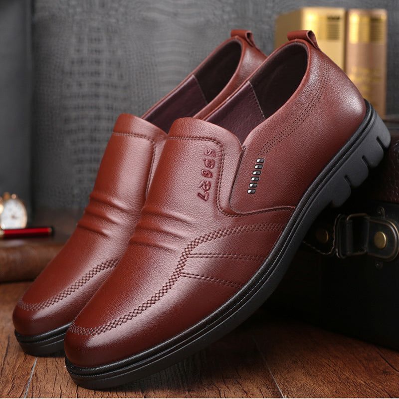 Herren Klassischer Lederimitat-Slip-On mit gepolstertem Komfortfußbett und profilierter Gummisohle Drune