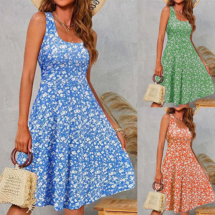 Damen Blumenmuster Sommerkleid Drune