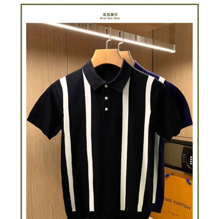 Herren Modisches Poloshirt mit Streifen Drune