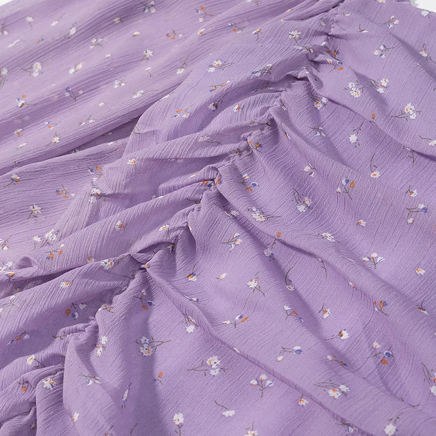 Damen nan gerafftes Viskose Minikleid mit Carmenkragen und voluminösen Ballonärmeln Drune
