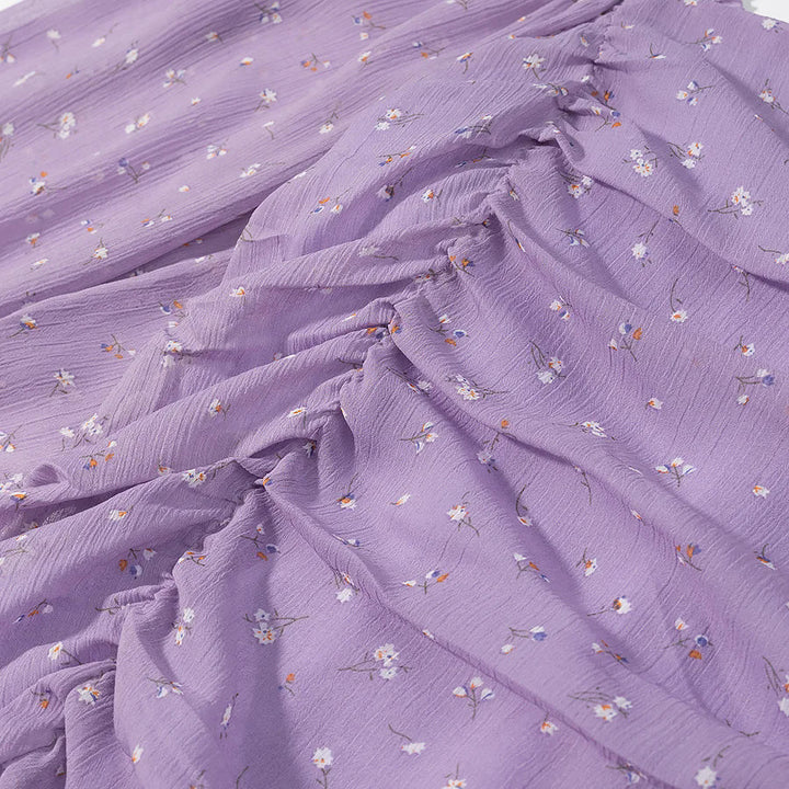 Damen nan gerafftes Viskose Minikleid mit Carmenkragen und voluminösen Ballonärmeln Drune