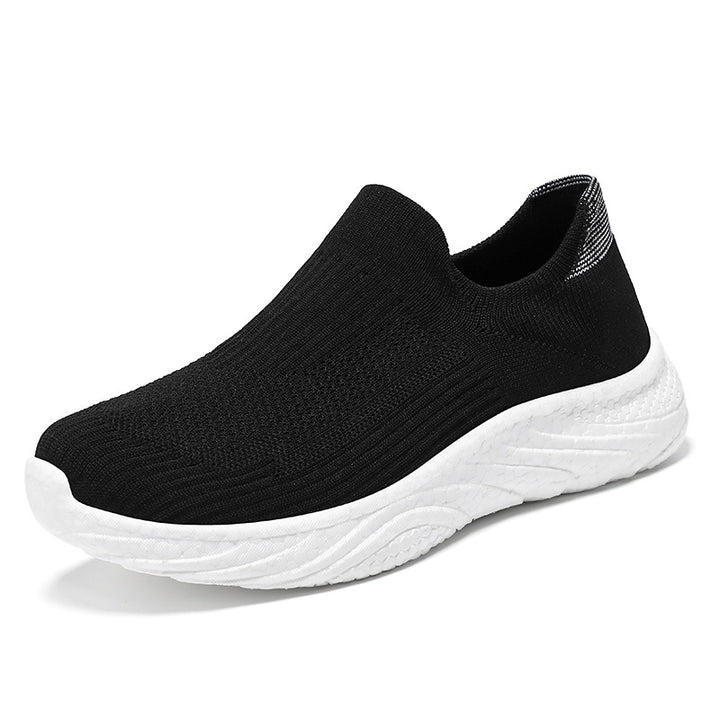 Damen nan nahtloser Strick-Slip-On Komfort-Laufschuh mit sockenähnlichem Schaft und gedämpfter Wellen-EVA-Sohle Drune