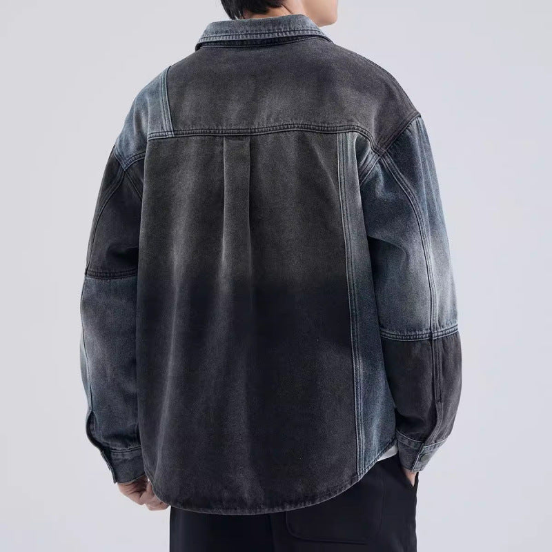 Herren lässige Denim-Hemdjacke mit modernen Farbeffekten Drune