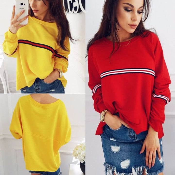 Damen Oversized Sweatshirt mit farbigen Streifen Drune