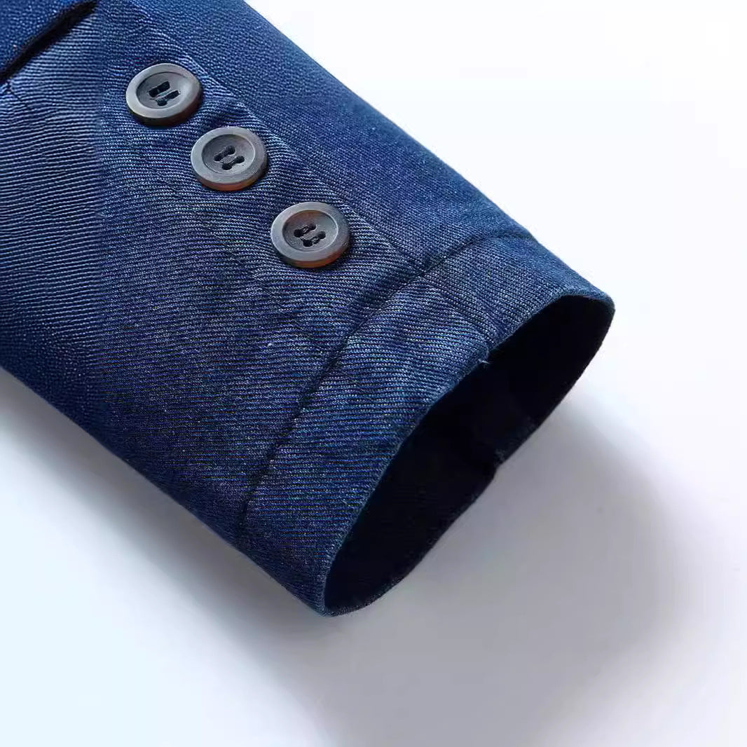 Herren Jeans-Sakko im lockeren Schnitt mit Reverskragen und aufgesetzten Taschen Drune