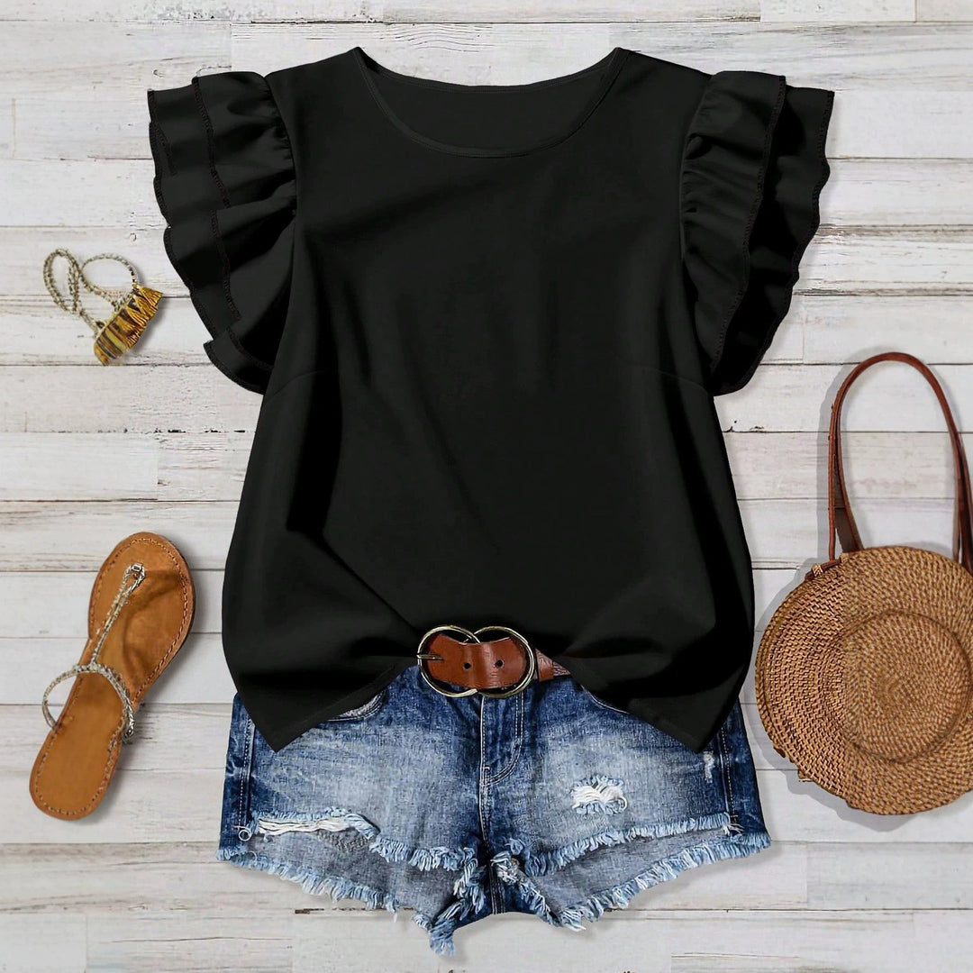Damen Elegante Bluse mit Rüschendetails Drune
