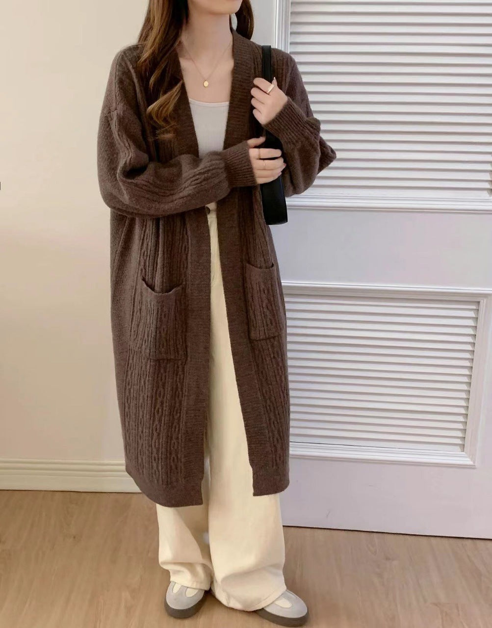 Damen Gemütliche Strickjacke mit Taschen Drune