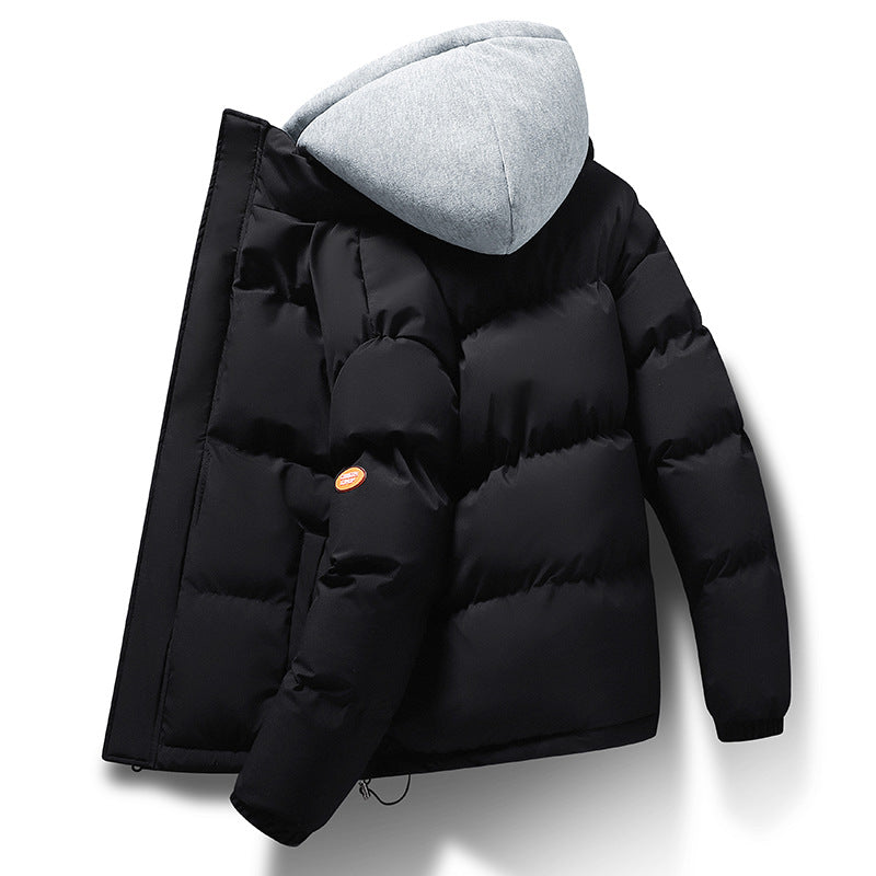 Herren kurz geschnittene Stepp‑Isolationsjacke mit integriertem Kapuzenlayer und Kordelzugsaum Drune