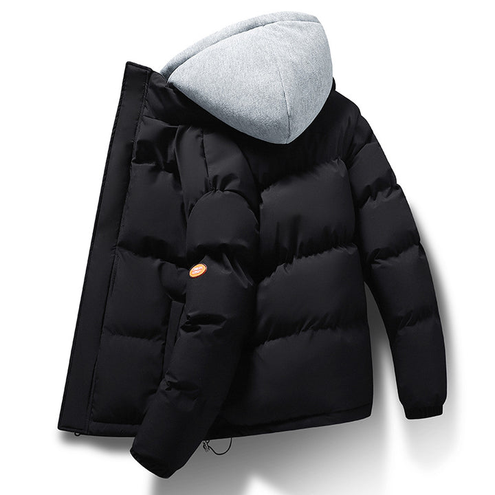 Herren kurz geschnittene Stepp‑Isolationsjacke mit integriertem Kapuzenlayer und Kordelzugsaum Drune