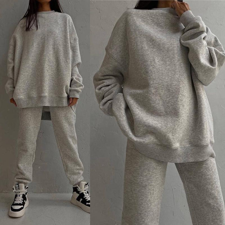 Damen Oversized Sweatset mit hohem Kragen und lässigem Schnitt Drune